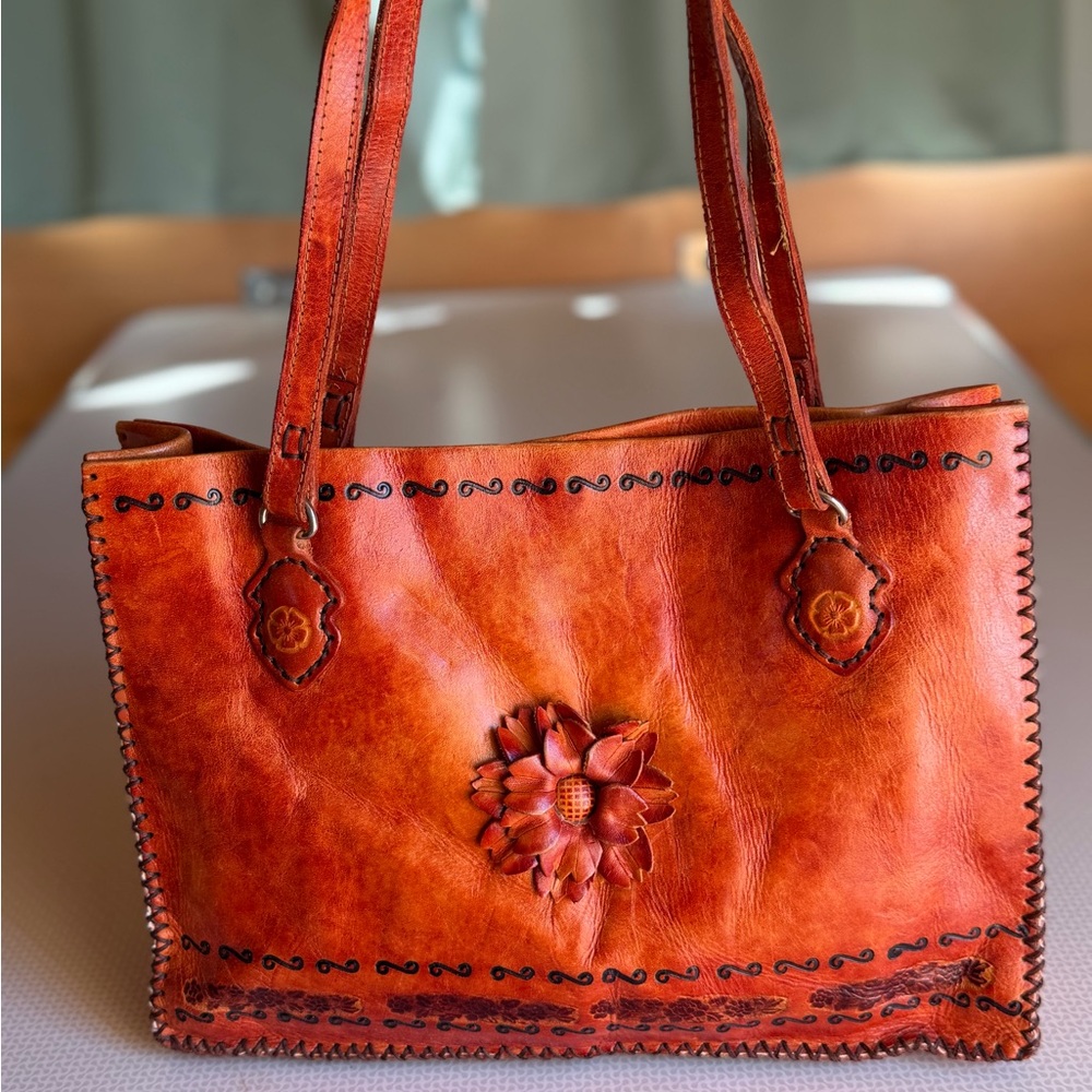 Vintage 70’s Handcrafted Leather Tote Bag